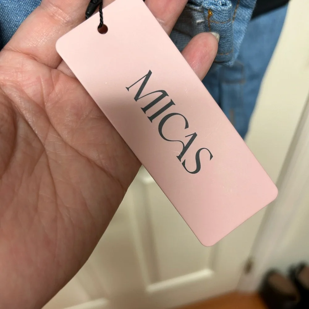 NWT Mica’s Denim Patchwork Notched Lapel Blazer - Picture 7 of 9